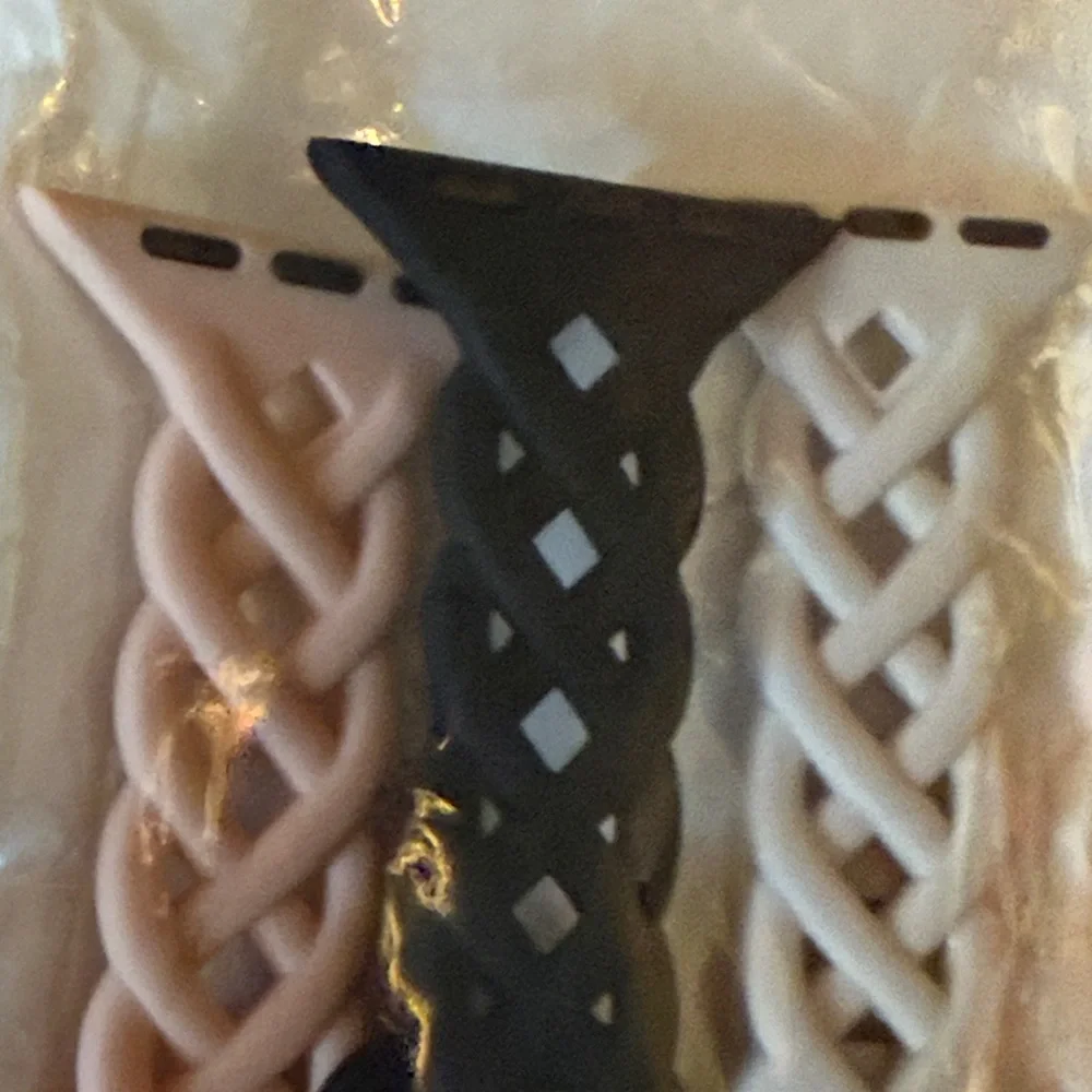 iWatch slim braided silicone watch bands pack of 3 New NWT, pink black and cream